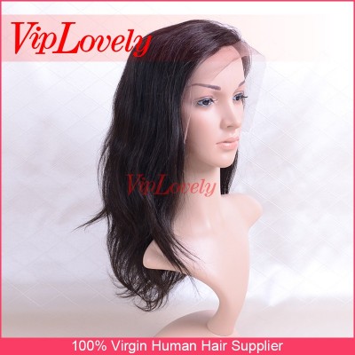 Top quality best selling long length straight human hair lace wig with side bangs full lace wig