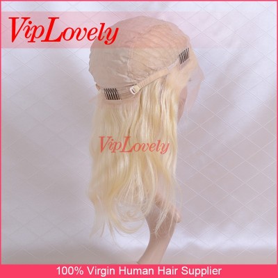 VipLovely Factory Fast delivery high quality 100%human hair braided blonde 613 full lace wig / lace front wig