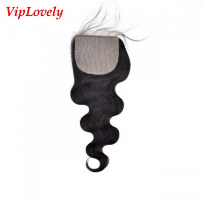 high quality 4*4 Silk Base Closures body wave closue wavy hair no acid no chemical