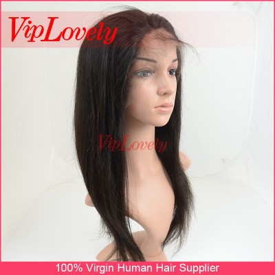 100% virgin malysian hair tangle free straight hair lace wig