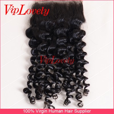 Viplovely Hair 100% remy wholesale malaysian deep curly closure